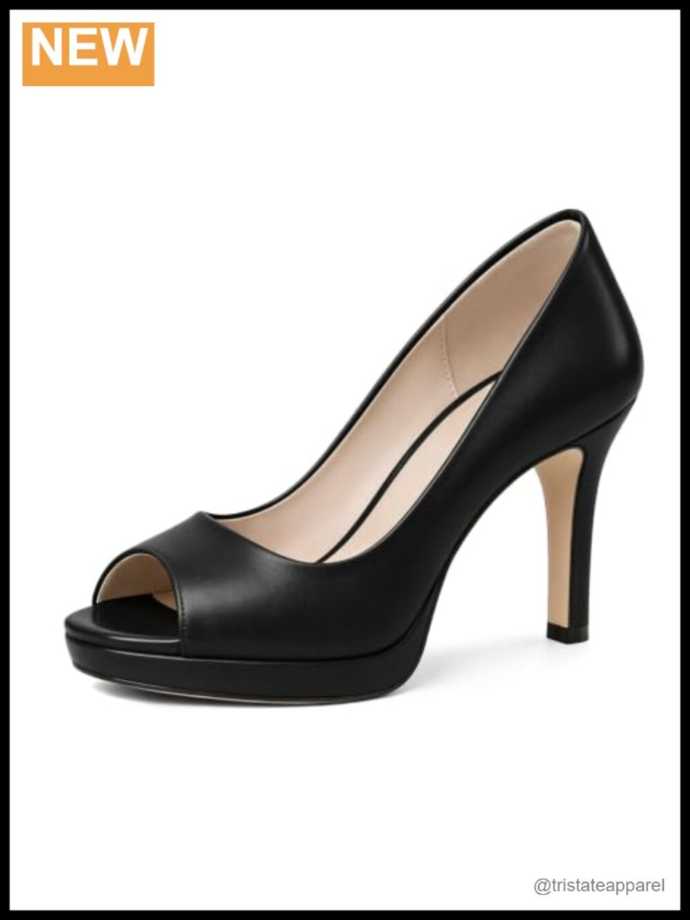 Women's Peep Toe Platform Stiletto Pumps Faux Leather Dress Heels 3.5 Inch